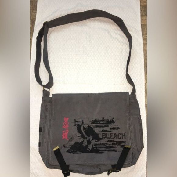 Large Black gray Japanese ANIME BLEACH series crossbody messenger school bag - Picture 4 of 16